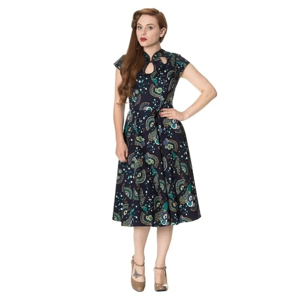 Banned Apparel Proud Peacock Cut Out Dress